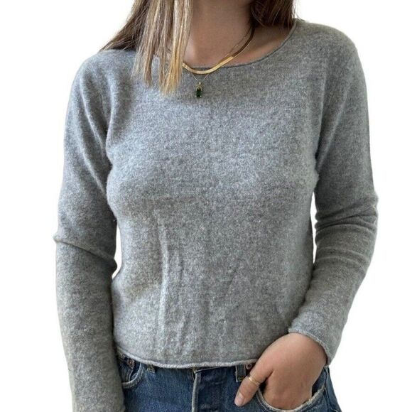 Pure Cashmere Womens Gray 100% Cashmere Soft Cropped Sweater M - Picture 6 of 7